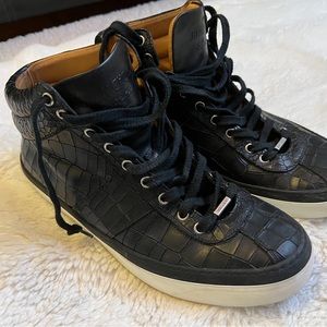Jimmy Choo Black Crocodile Leather Belgravia High Top Sneakers